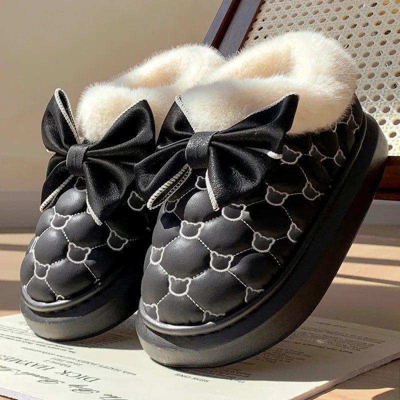 Bottines Moelleuses Nœud Papillon - Chaussures de Maison Cocooning