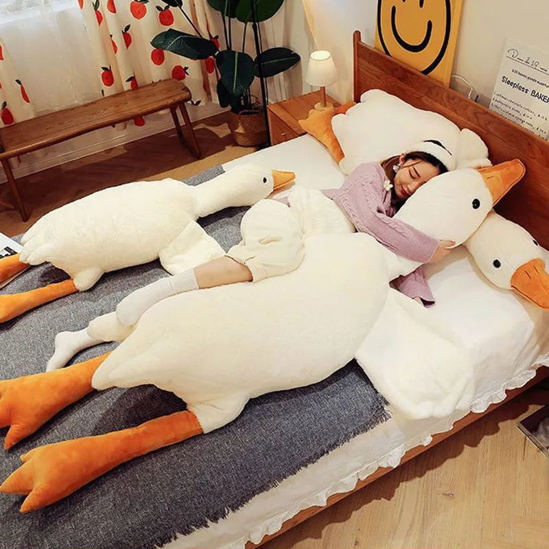Peluche Oie Géante Kawaii - Coussin Ultra-Doux 50 à 190 cm
