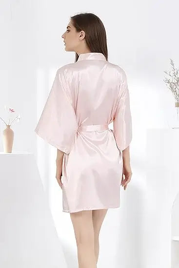 Kimono robe de chambre satin femme – Peignoir court style japonais, demoiselles d'honneur