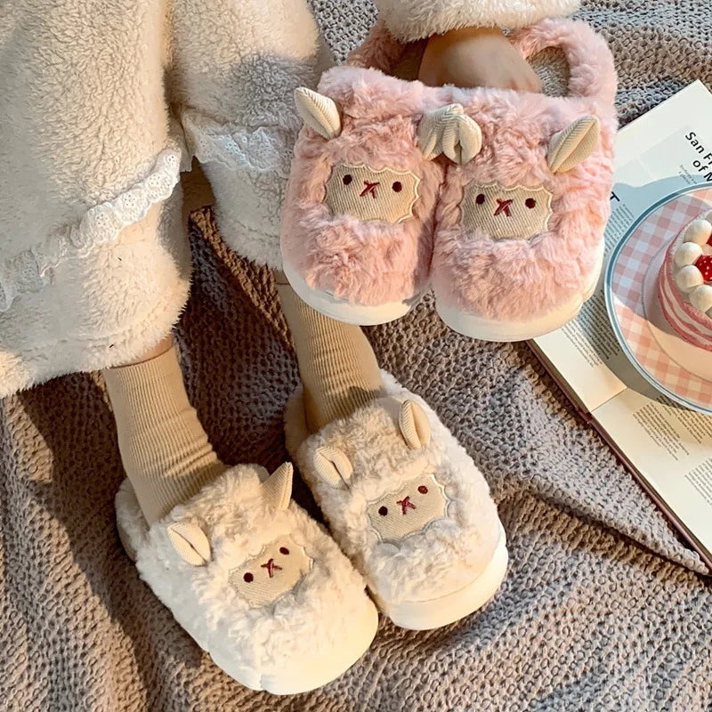 Chausson mouton fluffy pour couple, douceur et bonne humeur garanties