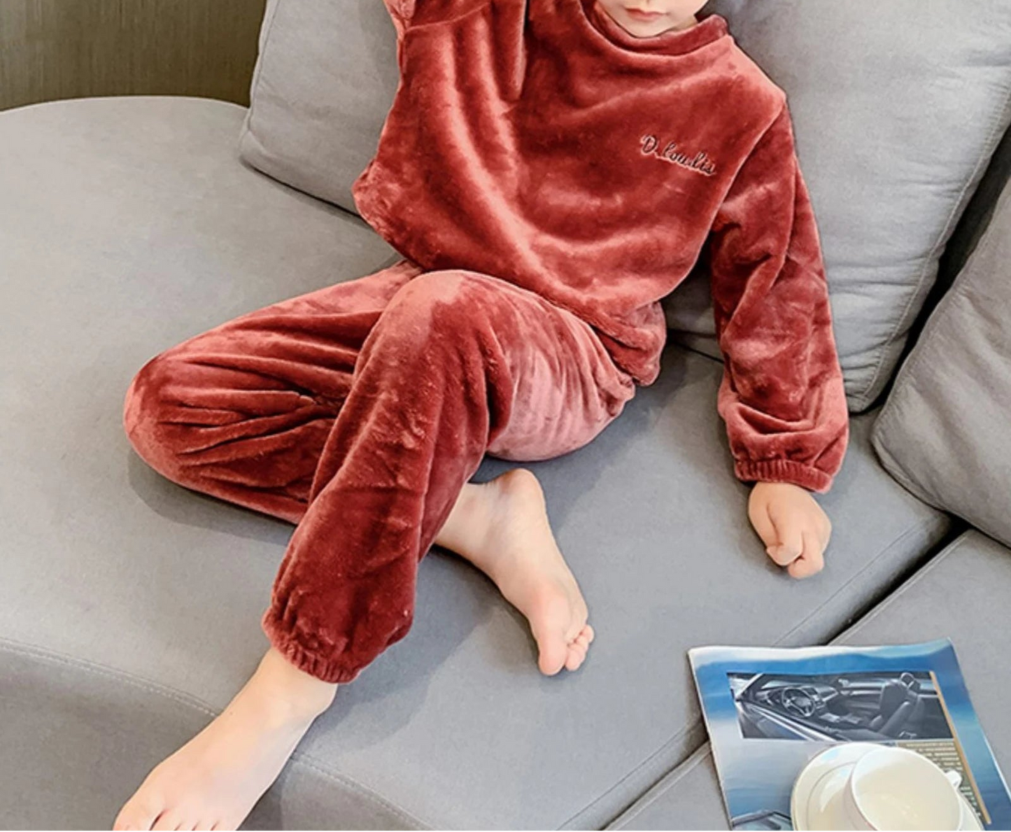 Pyjama enfant flanelle – Ensemble deux pièces chaud et doux hiver garçon fille