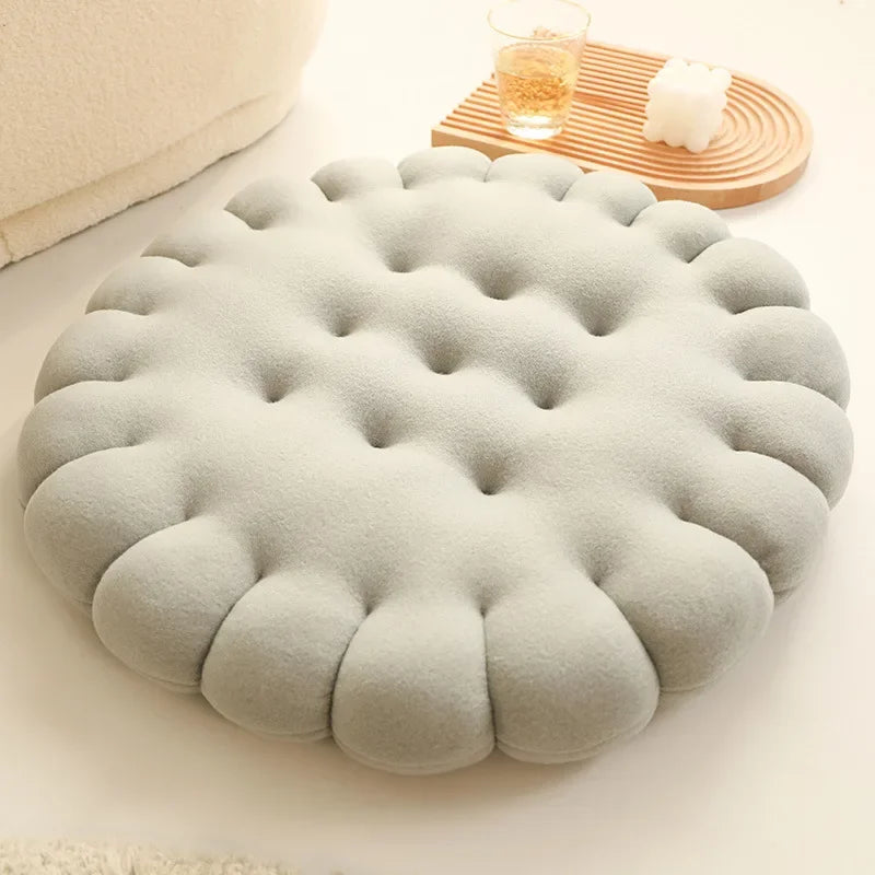 Coussin moelleux en forme de biscuit en velours doux