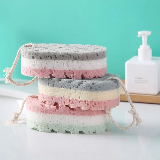 Éponge de bain exfoliante 3 couches pour une peau douce et purifiée
