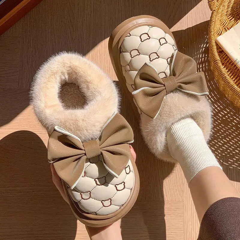 Bottines Moelleuses Nœud Papillon - Chaussures de Maison Cocooning