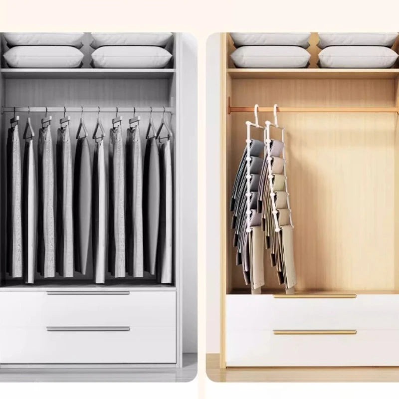 Cintre pantalons multi-niveaux gain de place – Organiseur placard pliable antidérapant