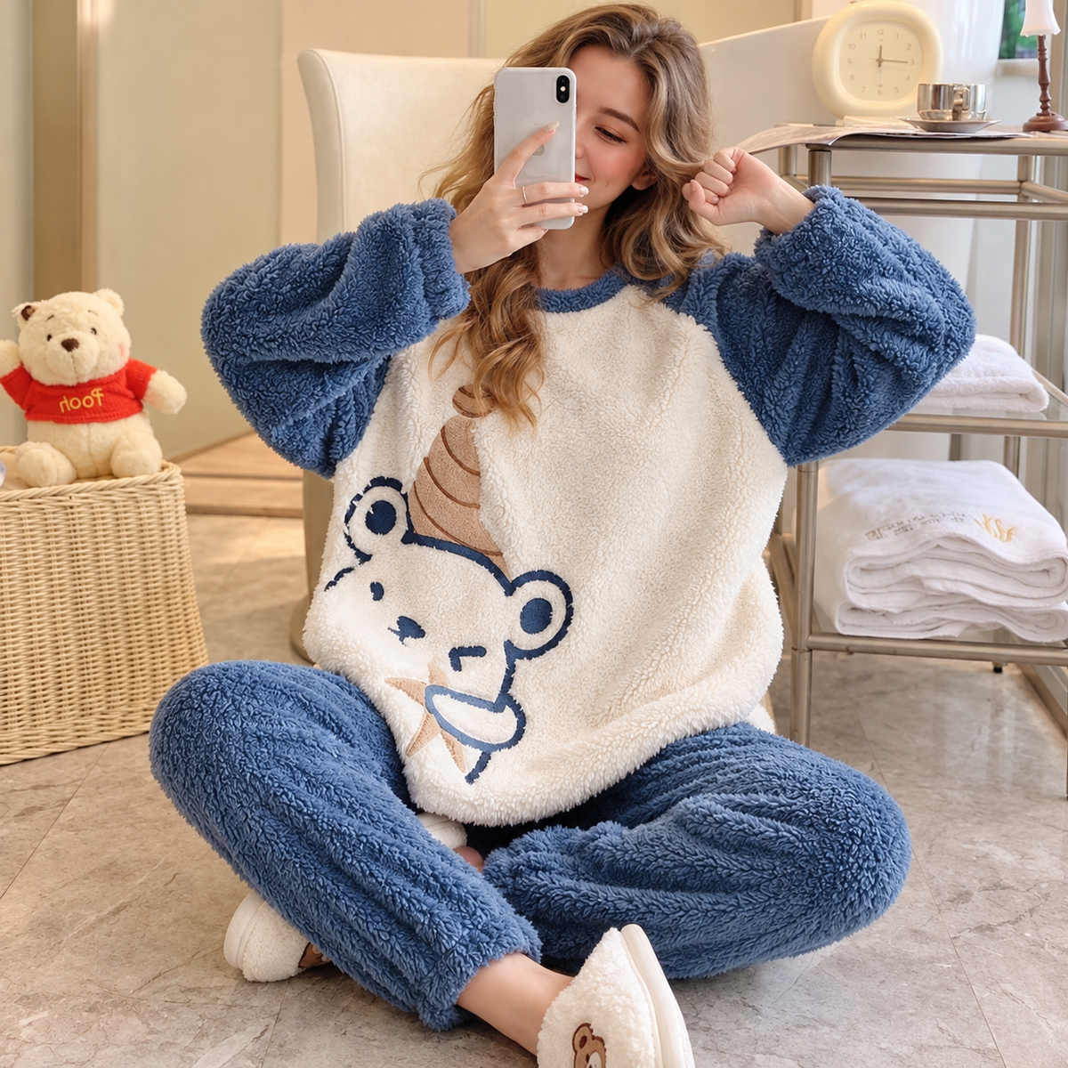 Pyjama polaire femme motif ours – vue 3