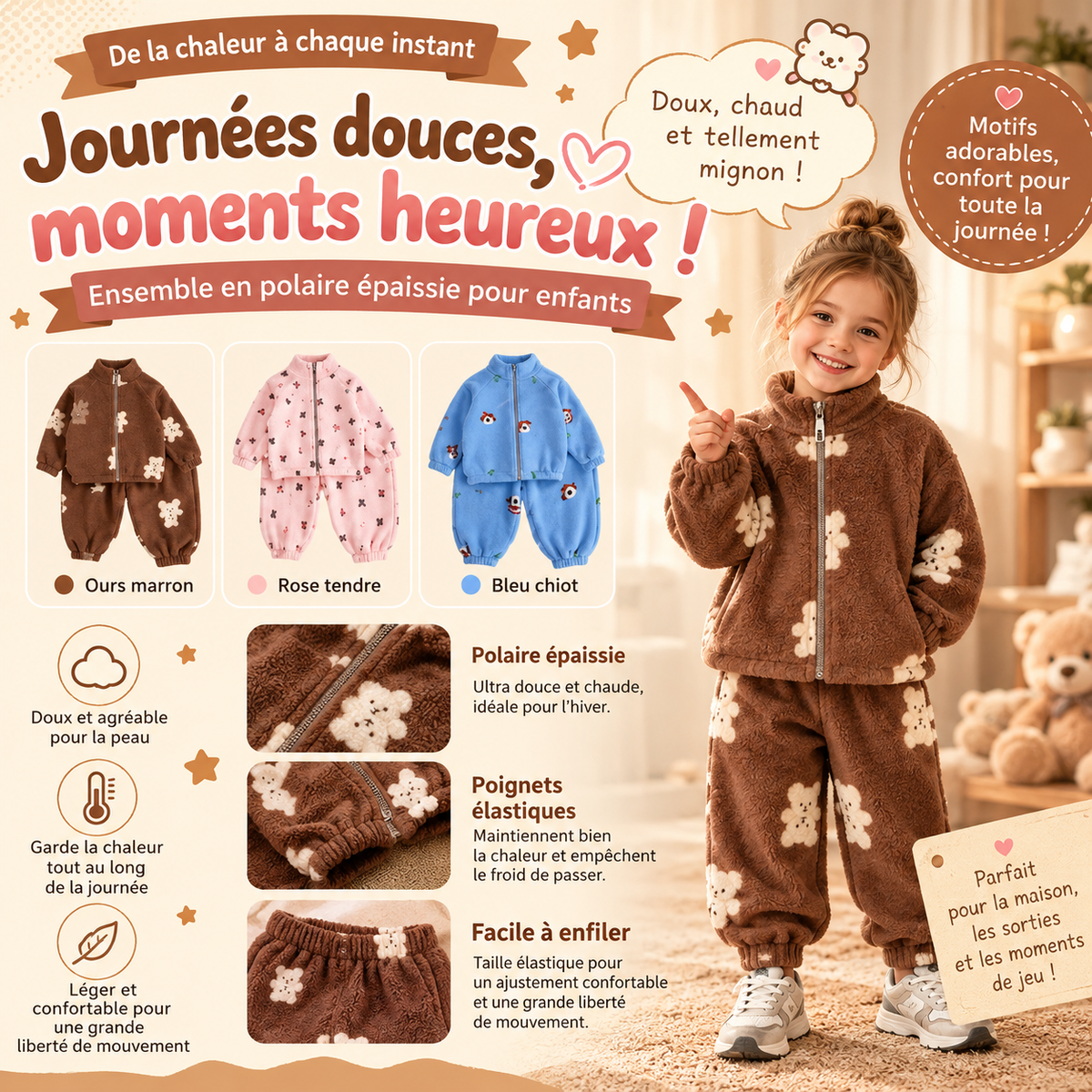 Pyjama polaire peluche enfant – vue 2