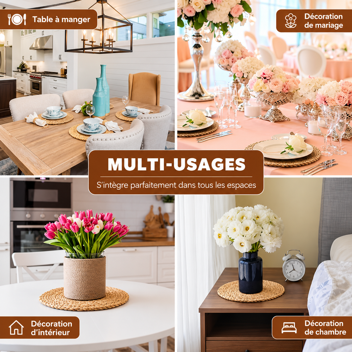 Set de table rond en jacinthe d'eau – vue 5