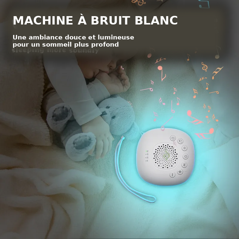 Machine à bruit blanc avec lumière LED respirante et 20 sons