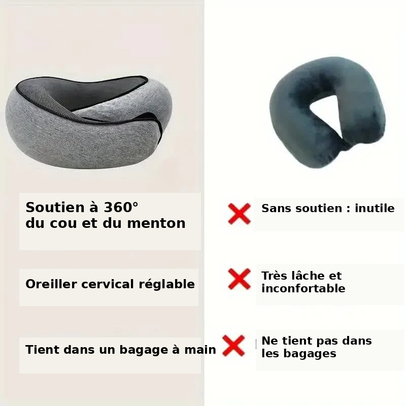 Coussin de voyage ajustable en mousse à mémoire de forme