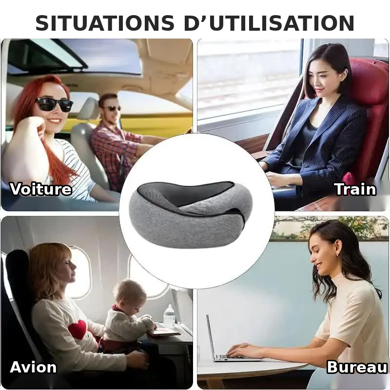 Coussin de voyage ajustable en mousse à mémoire de forme