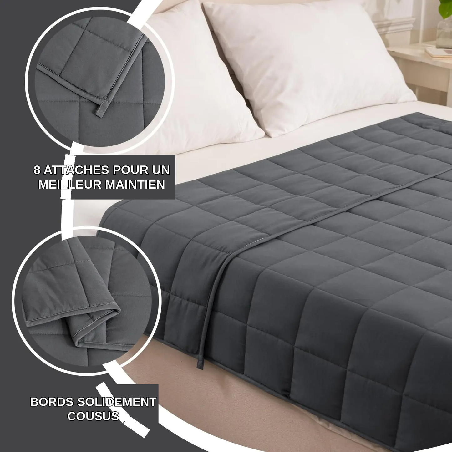 Couverture lestée anti-stress – Sommeil profond et apaisement (4 à 8 kg)