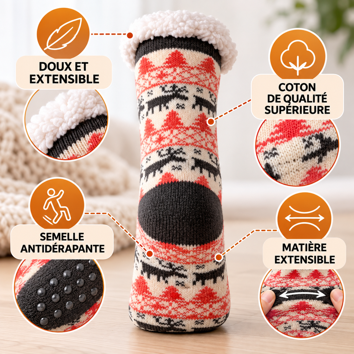 Chaussettes d'hiver chaudes en peluche – vue 2