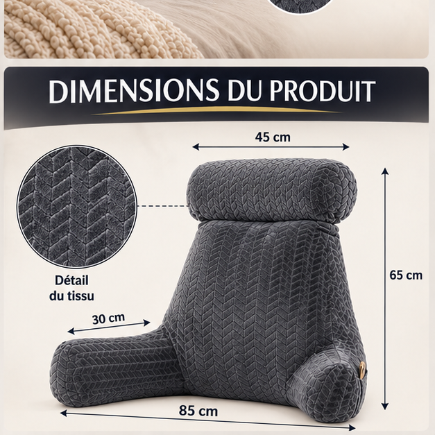 Oreiller de lecture XXL avec accoudoirs – vue 7