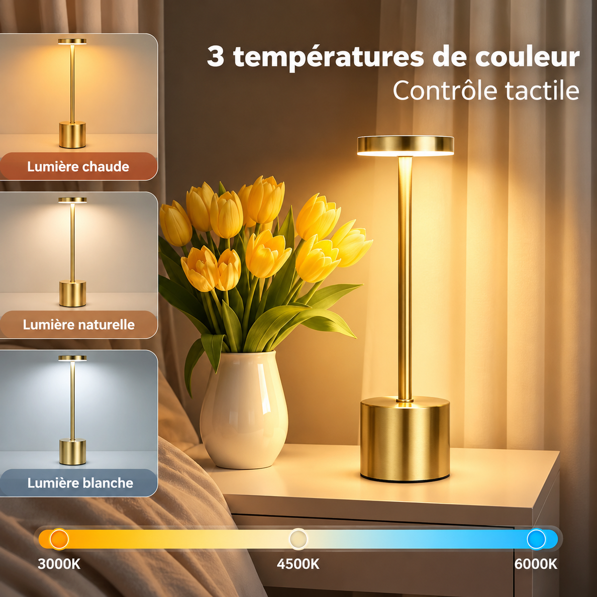Lampe de table LED tactile – vue 2