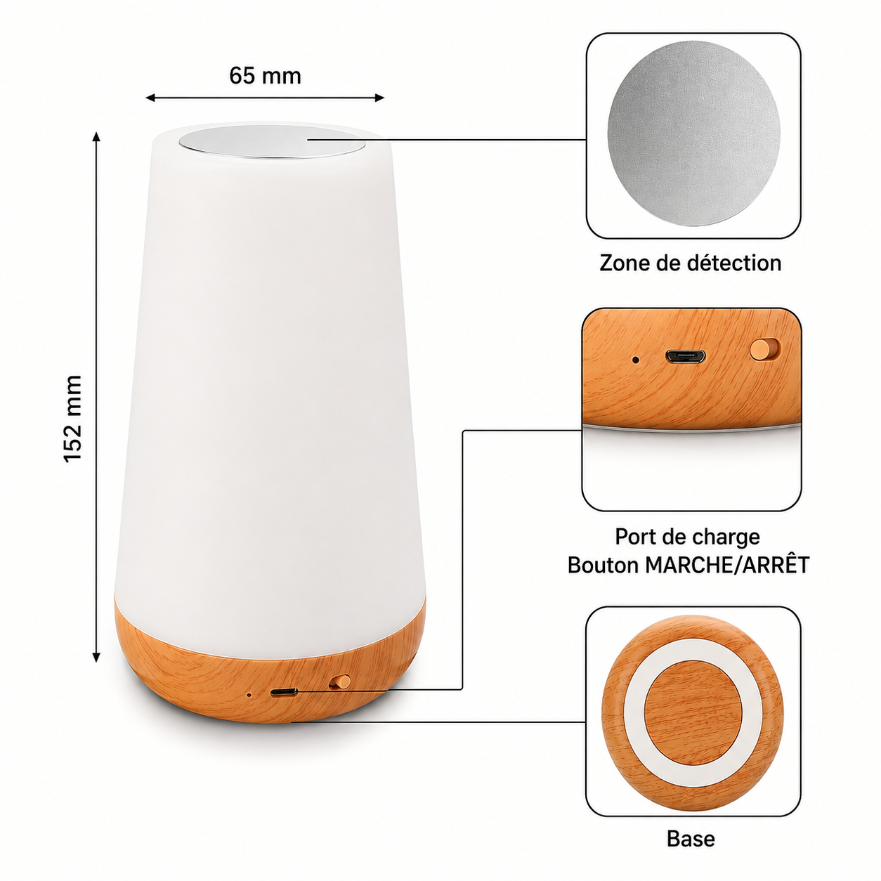 Lampe de chevet RGB – Veilleuse tactile rechargeable 13 couleurs avec télécommande