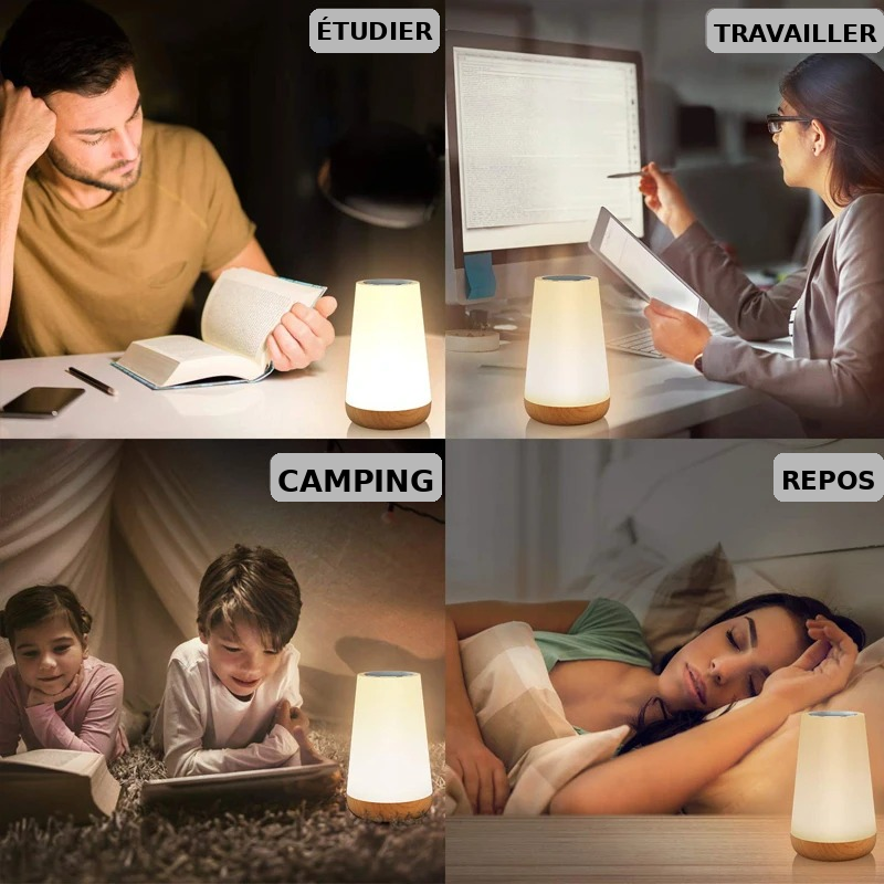 Lampe de chevet RGB – Veilleuse tactile rechargeable 13 couleurs avec télécommande
