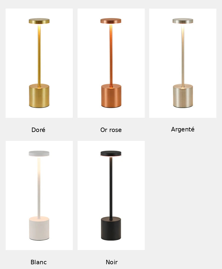 Lampe de chevet tactile LED rechargeable – 3 températures de couleur réglables