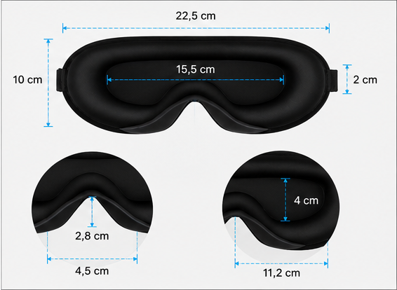 Masque de nuit 3D – Occultant total avec bouchons d'oreilles pour dormir et voyager