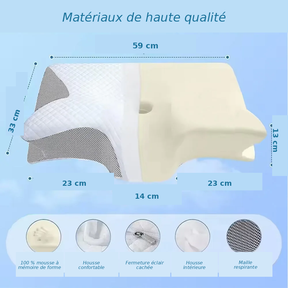 Oreiller papillon à mémoire de forme soutien cervical